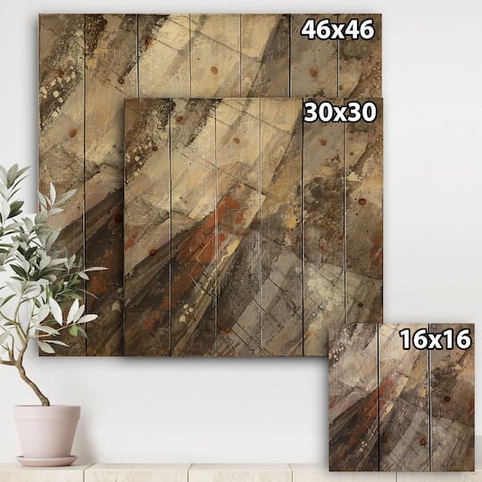 Designart - Fire and Ice Minerals III - Farmhouse Print on Natural Pine Wood